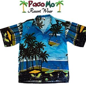 BNWOT - Paco Mo Men’s Tropical Palm Hawaiian Shirt Size Medium
